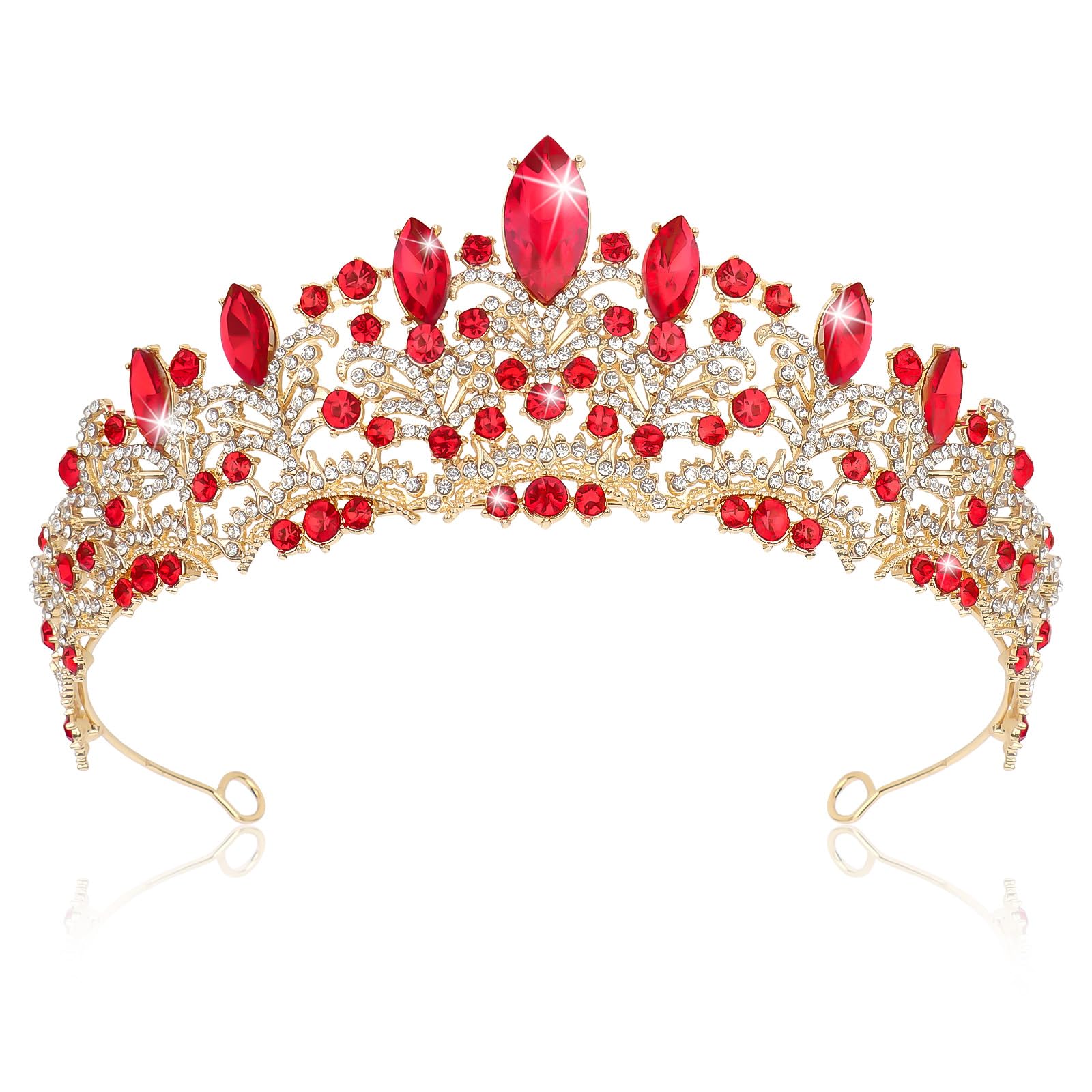 Red Crystal Tiaras for Women Girls Tiaras and Crowns for Women Tiaras for Girls Princess Crowns for Little Girls Birthday Crowns for Women Crown for Girls Bride Crown for Prom Halloween Costumes