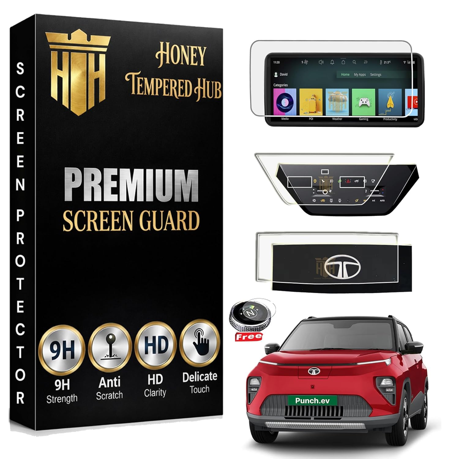 ( 4 PACK ) Screen Protector For NEW TATA PUNCH EV 2026 FACELIFT / 10.25 INCH INFOTAINMENT + DIGITAL STEERING + AC PANEL + GEAR KNOB PROTECTOR /EMPOWERED / EMPOWERED+S punch ev 2026 Car Accessories [Not Tempered Glass]-image-27