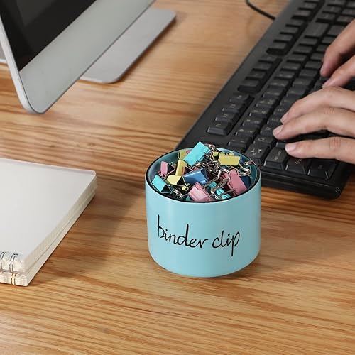 Miniatura 6 de Soporte de clip para carpeta de granja, organizador dispensador de clips de papel de cerámica para escritorio, soporte de pasadores de oficina de 8