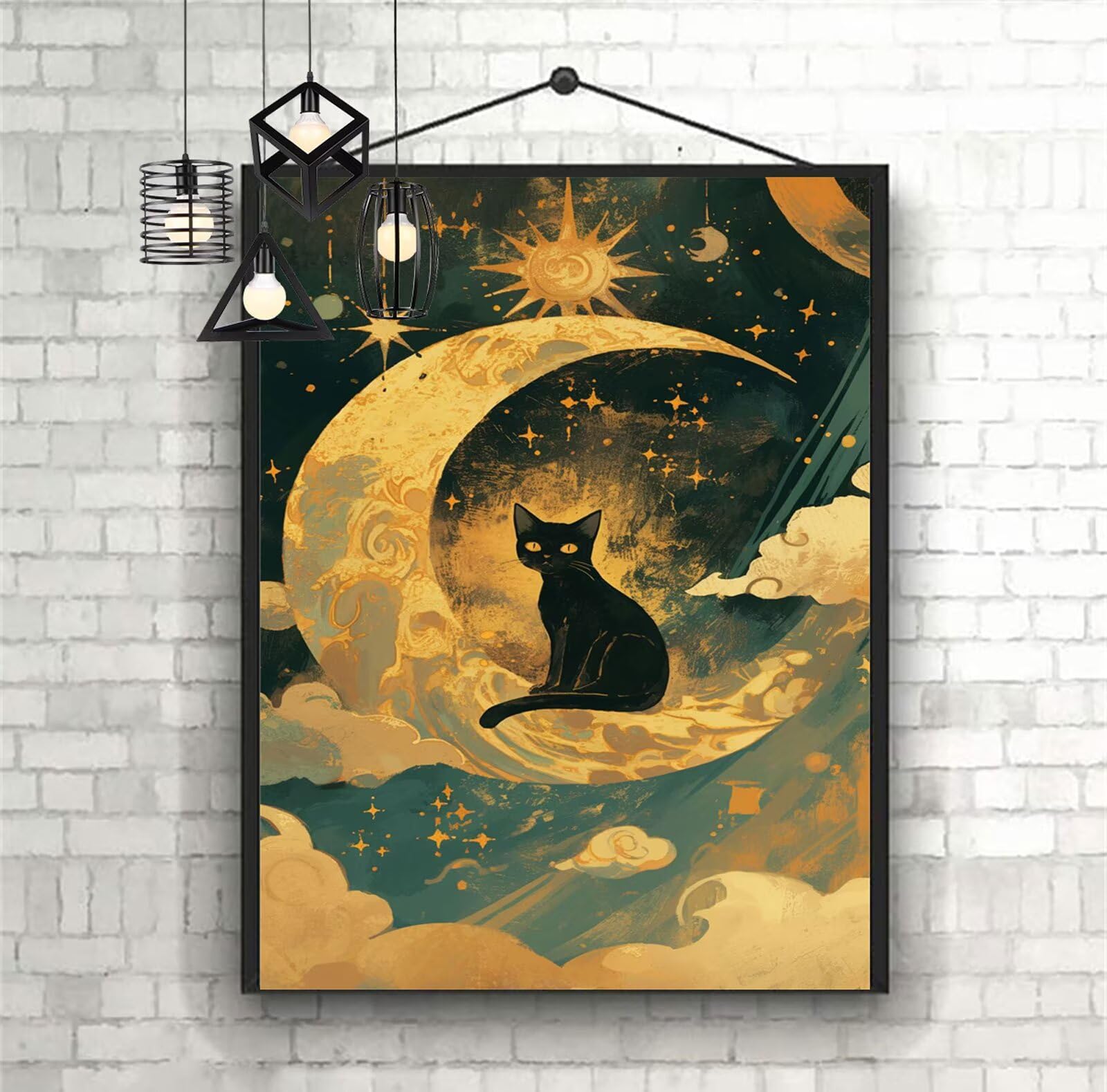 Diamentowe malowanie Kot Diament Malarstwo Dzieci 60 x 90 cm 2025 Diamentowe Malarstwo Księżyc, DIY 5D Diamentowe Rysunki Ścieg Krzyżowy Rzemiosło Dorosły, Obraz Diamentowy Wystrój Domu Prezenty