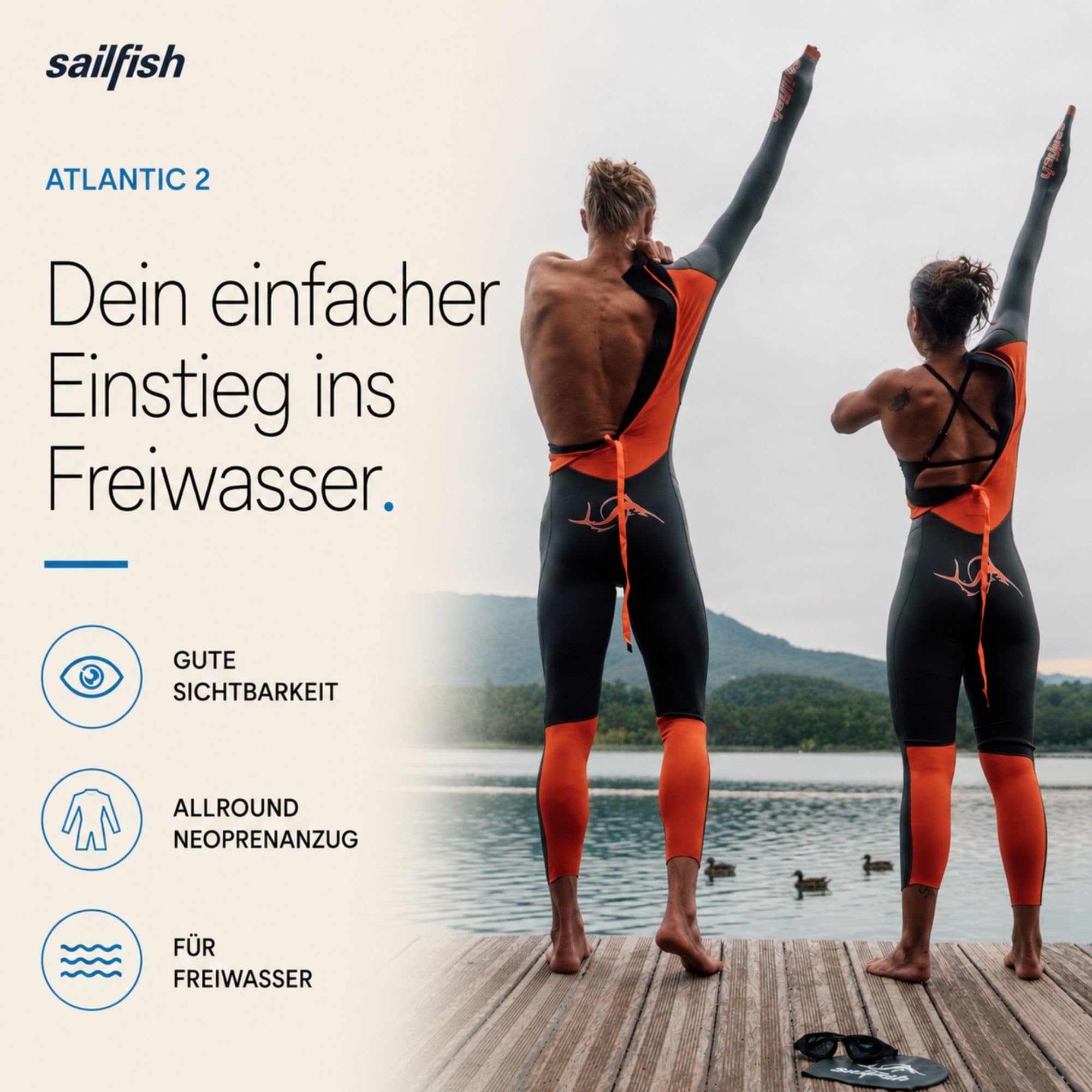 sailfish® Neoprenanzug Herren Atlantic 2 | Triathlon Anzug mit optimierter Wasserlage & hydrodynamischer Passform | 1,5–5mm Wetsuit für Training & Wettkampf | Wärmeisolierender Schwimmanzug für