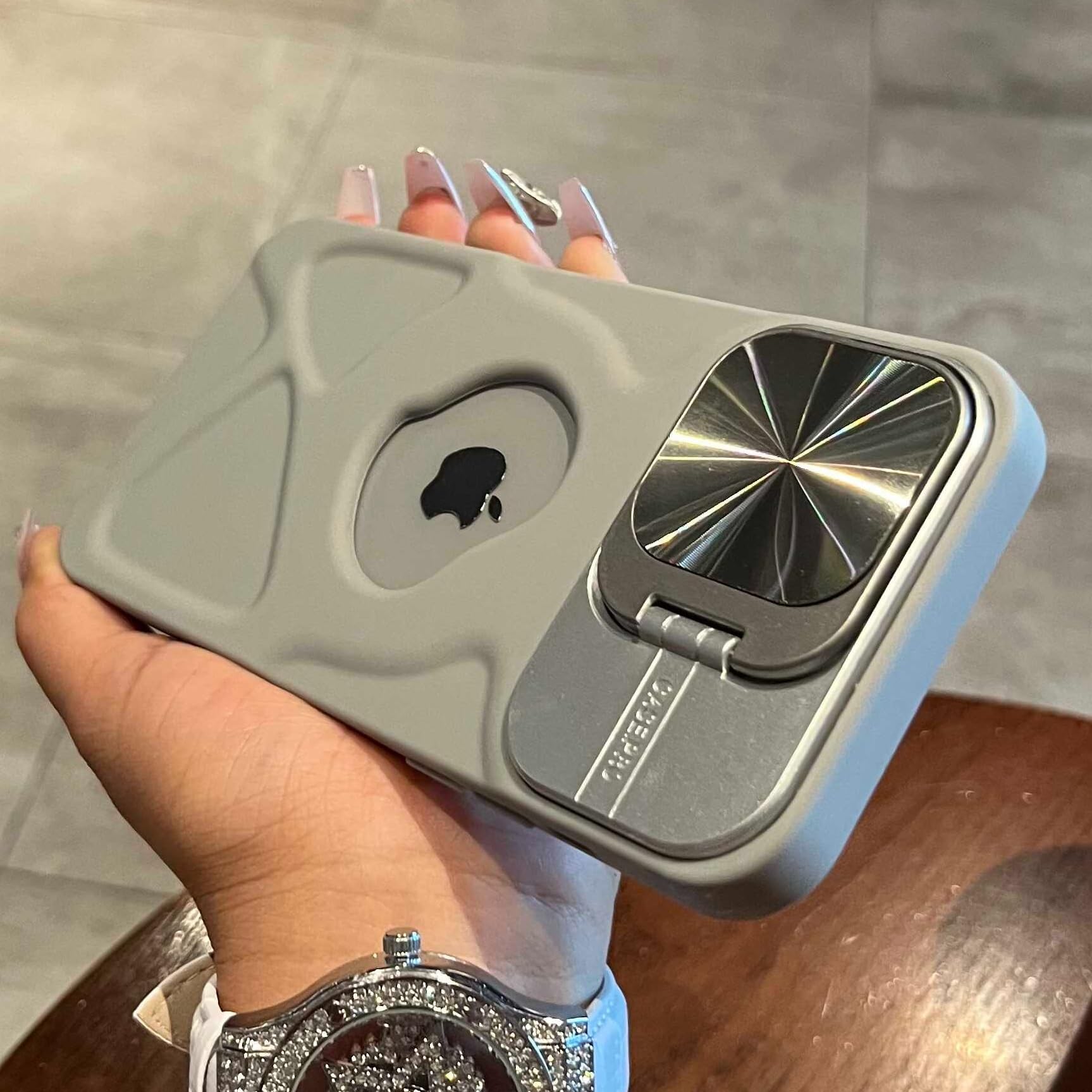 Camera Lens Full Protection & Kickstand Magnetic Case for iPhone 15 14 13 12 Pro Max [Compatible with MagSafe] Logo View Millitary Shockproof Cover (