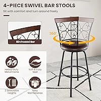 Vista 4 de COSTWAY Taburetes de bar para isla de cocina, taburetes de bar giratorios de altura de asiento ajustable de 24/30 pulgadas, asiento acolchado