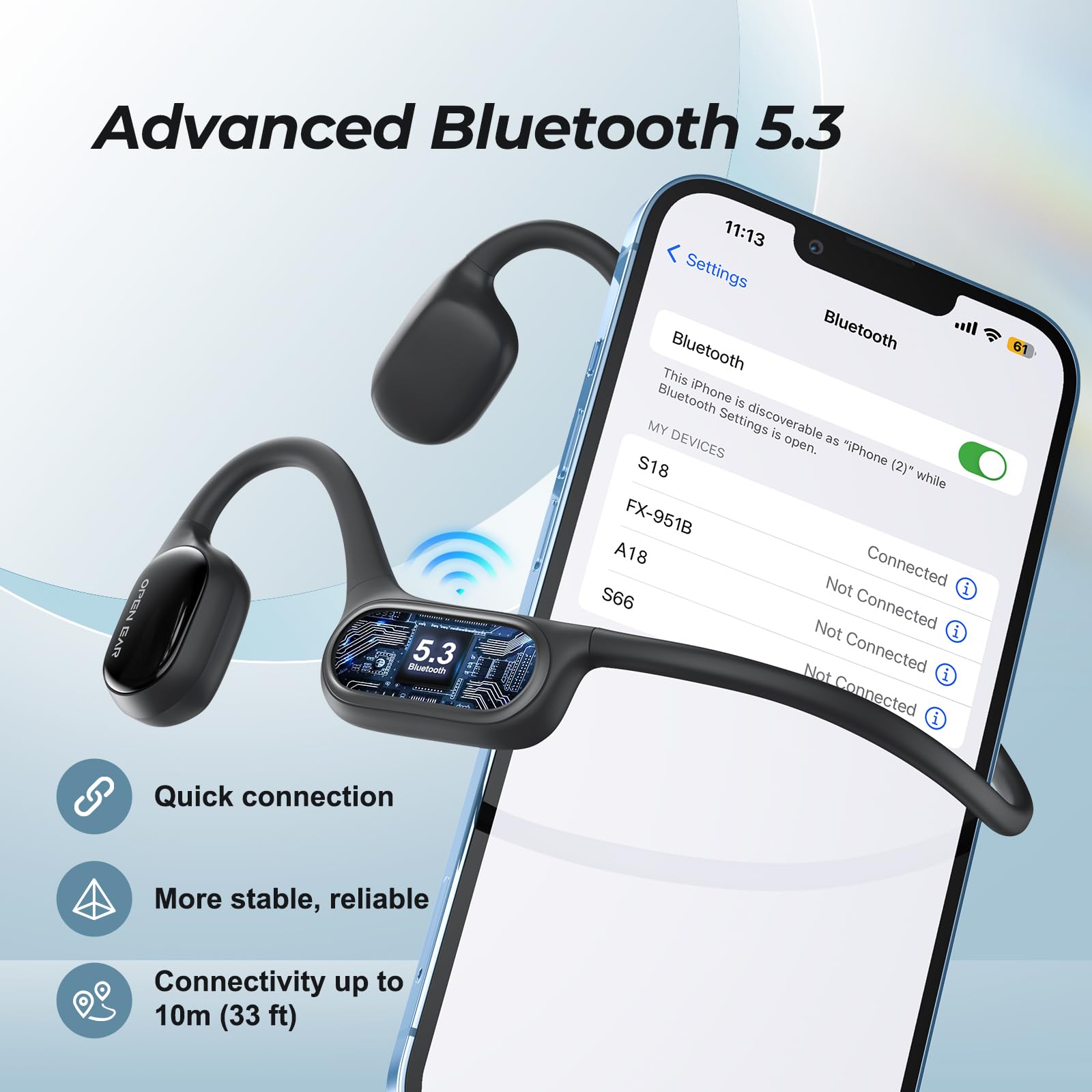 Écouteurs de natation Bluetooth 5.3 IP68 étanches avec microphone à conduction osseuse avec lecteur MP3 32 Go pour la course, le cyclisme, la natation
