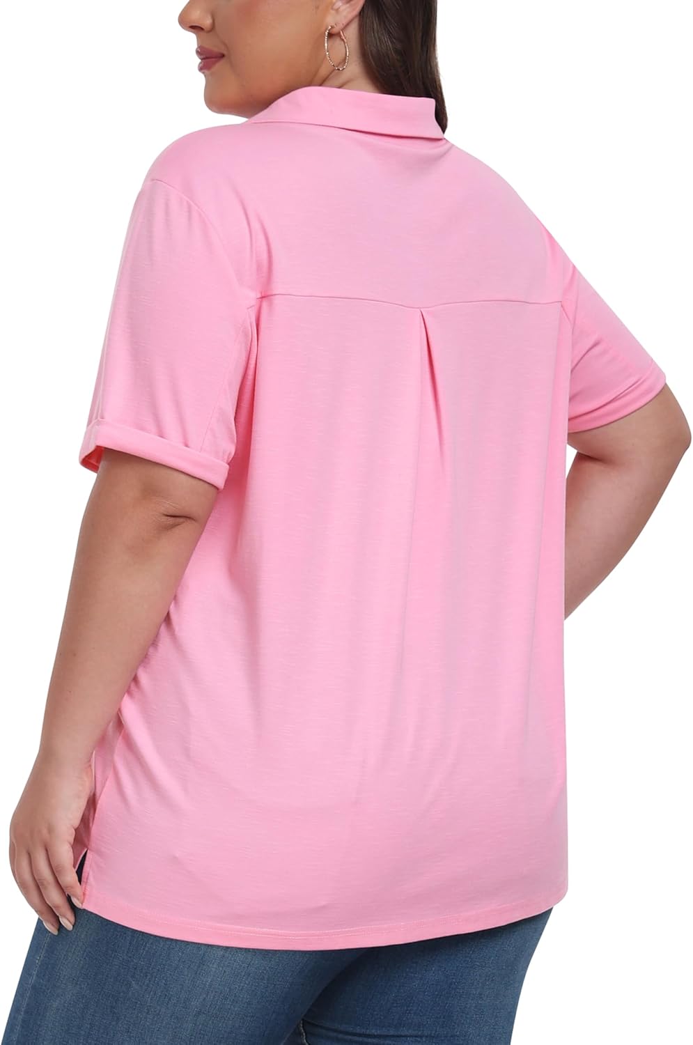 MoFiz Women's Plus Size Golf Polo Shirts Loose Fit Short Sleeve V-Neck Tennis Workouts Tops, XL-5XL - Image 2