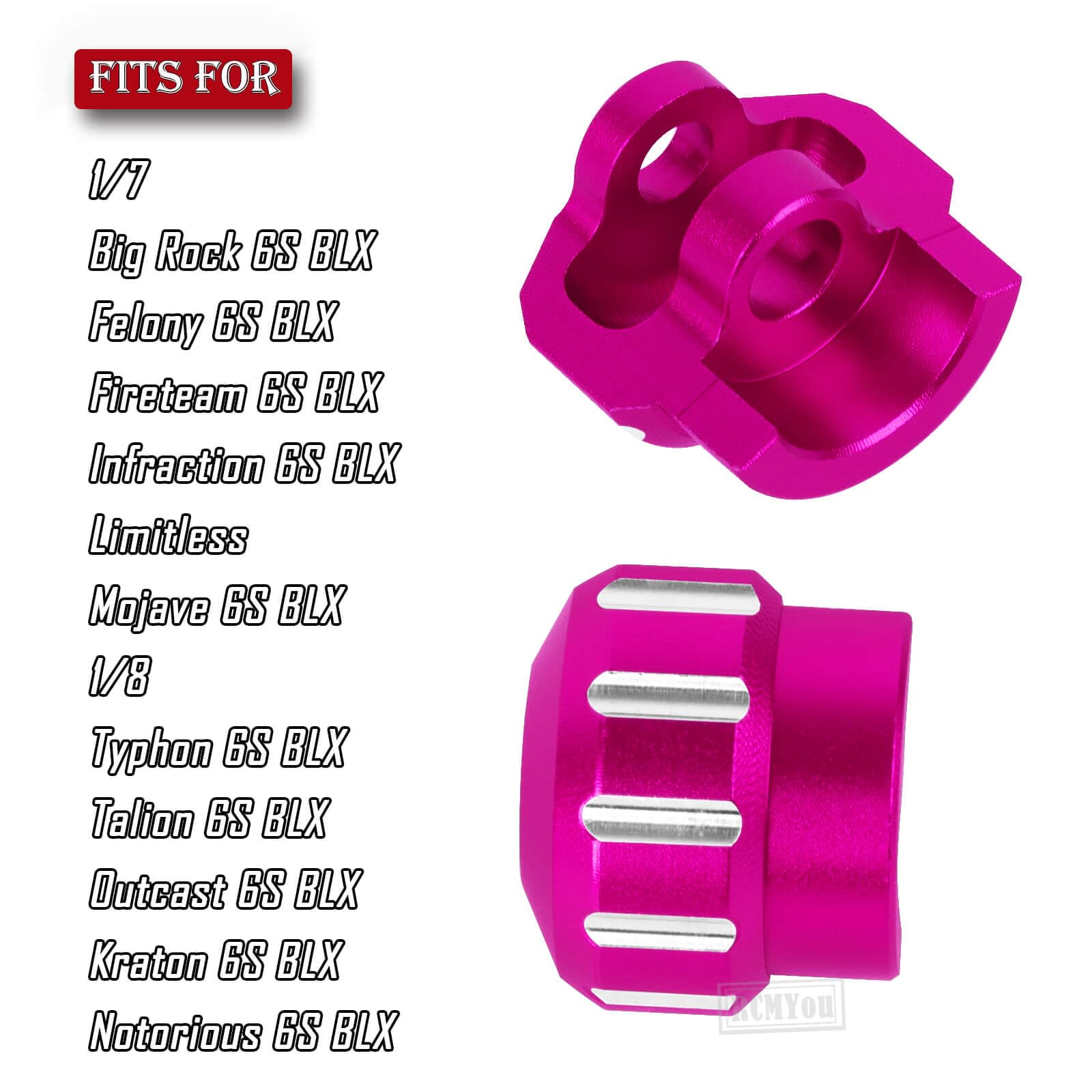 RCMYou RC Shock Cap Protector & Shock Standoff Upgrades Part for 1/8 Typhon Kraton Outcast Notorious Talion 6S BLX,1/7 Mojave Infraction Felony 6S BLX Limitless,Pink