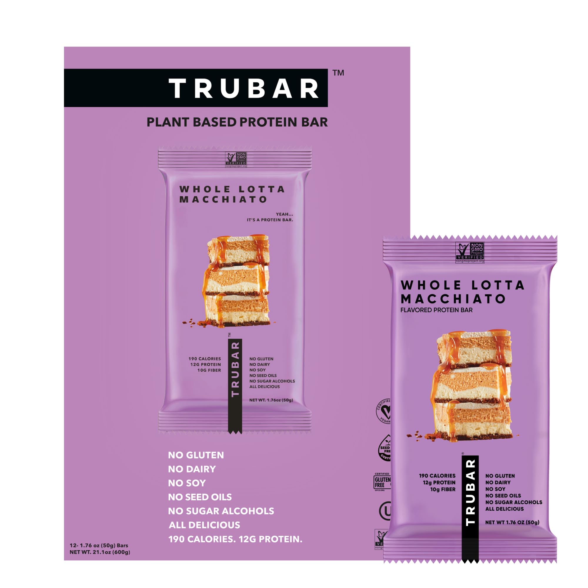 TRUBAR Vegan Protein Bar, Oh Oh Cookie Dough, Gluten Free, Plant Based Protein, Dairy Free, Non GMO, Soy Free, No Sugar Alcohols, 12G Protein, 13G Fiber, Healthy on the Go Snack Bars, 12 CT — Amazon image 10