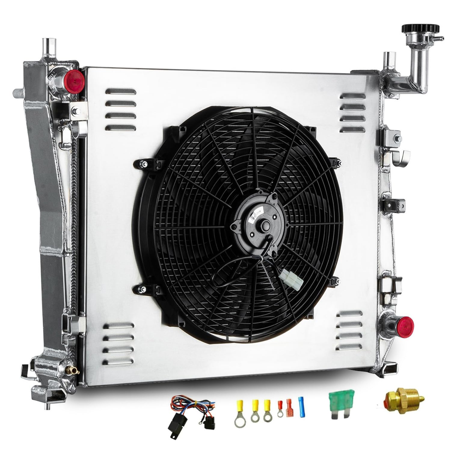 4 Core Radiator Fan kit Compatible with 2011-2020 Jeep Grand Cherokee 2011-2015 Dodge Durango GT Limited 3.6 5.7 SRT Summit V6 V8 Aluminum Radiators w