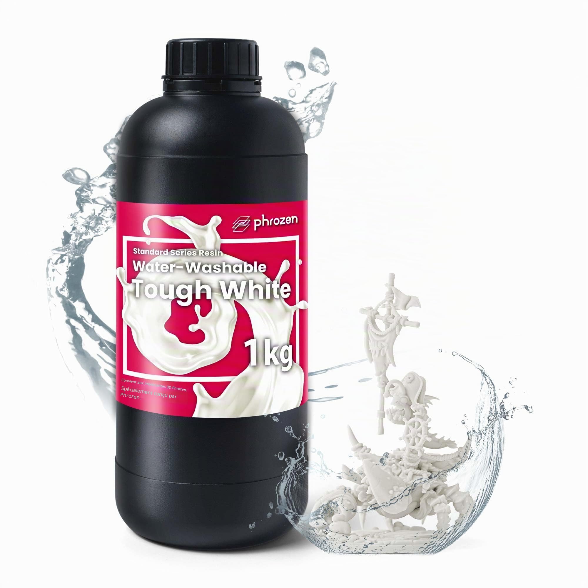 Phrozen Tough Resine Lavable à l'Eau | 405 nm UV Photopolymère Resin pour impression 3D LCD/DLP/SLA | Faible Odeur, Résistance Durable - Blanc (1kg)