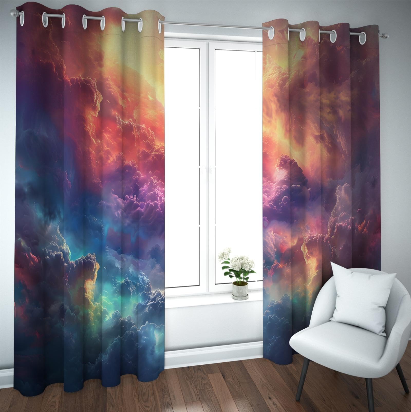 Deertweet Home Storm Clouds Blackout Curtain Colorful Sky Cloudy Landscape Window Drapes for Bedroom Living Room Office Darkening Grommet Curtains 2 Panels H240xB135