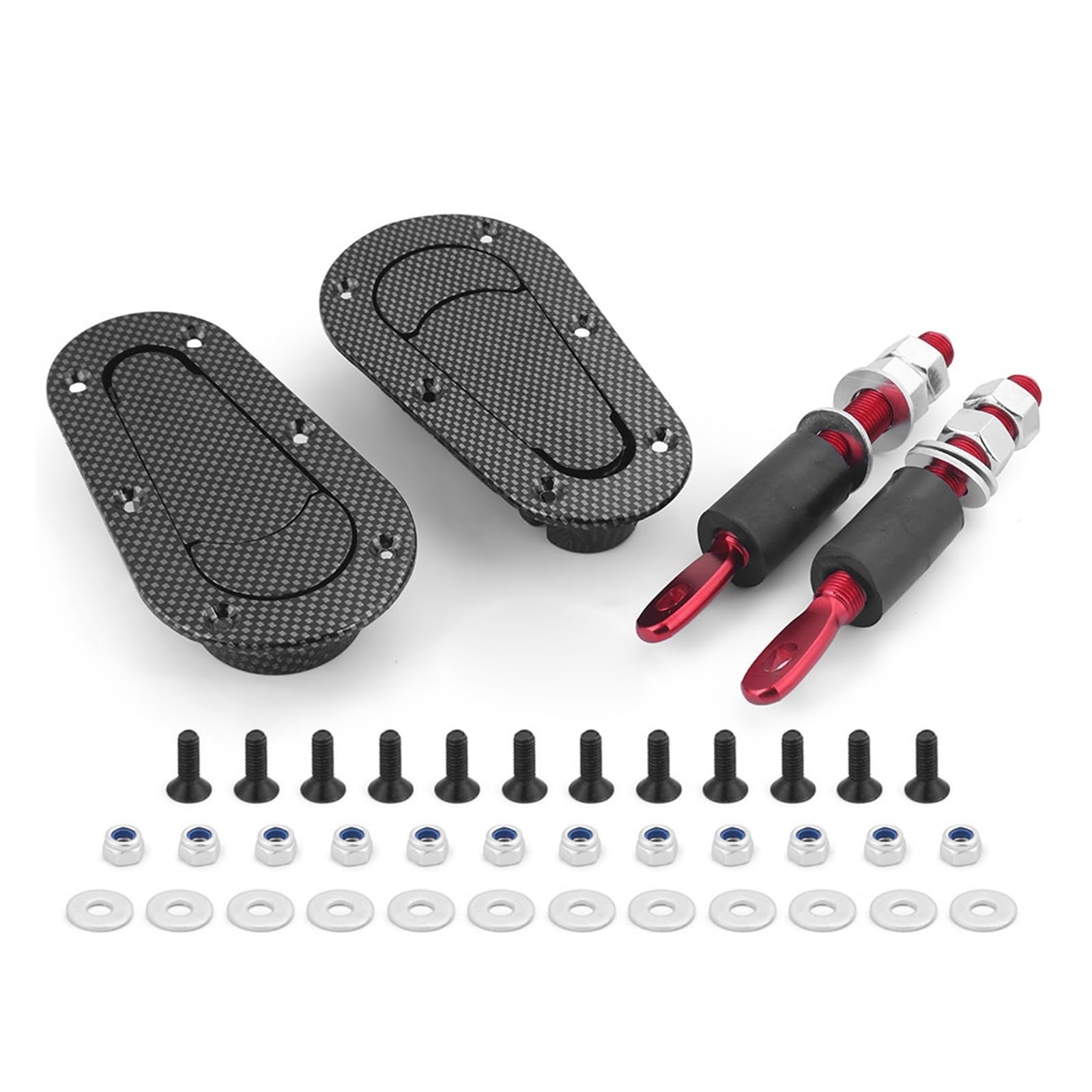 Chiusura di bloccaggio cofano anteriore Perni del cofano con serratura a sgancio rapido per auto da per corsa, senza kit di chiusura a chiave(Carbon Fiber)