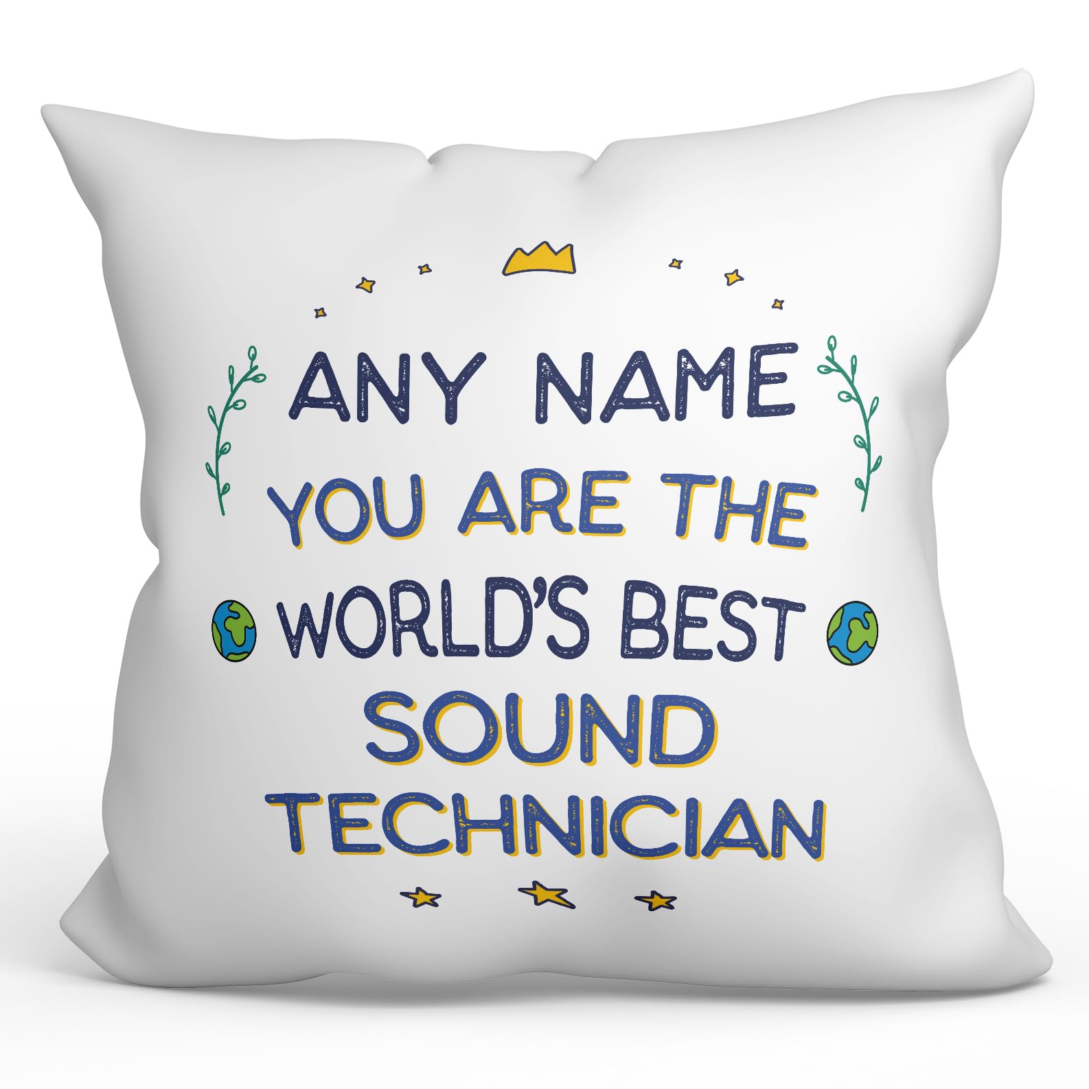 MUGFFINS Personalised Cushion for SOUND TECHNICIAN Padding included - in English - World's Best - Funny custom gift - Pillow: cover and filling 15.7x15.7 inches — image 1