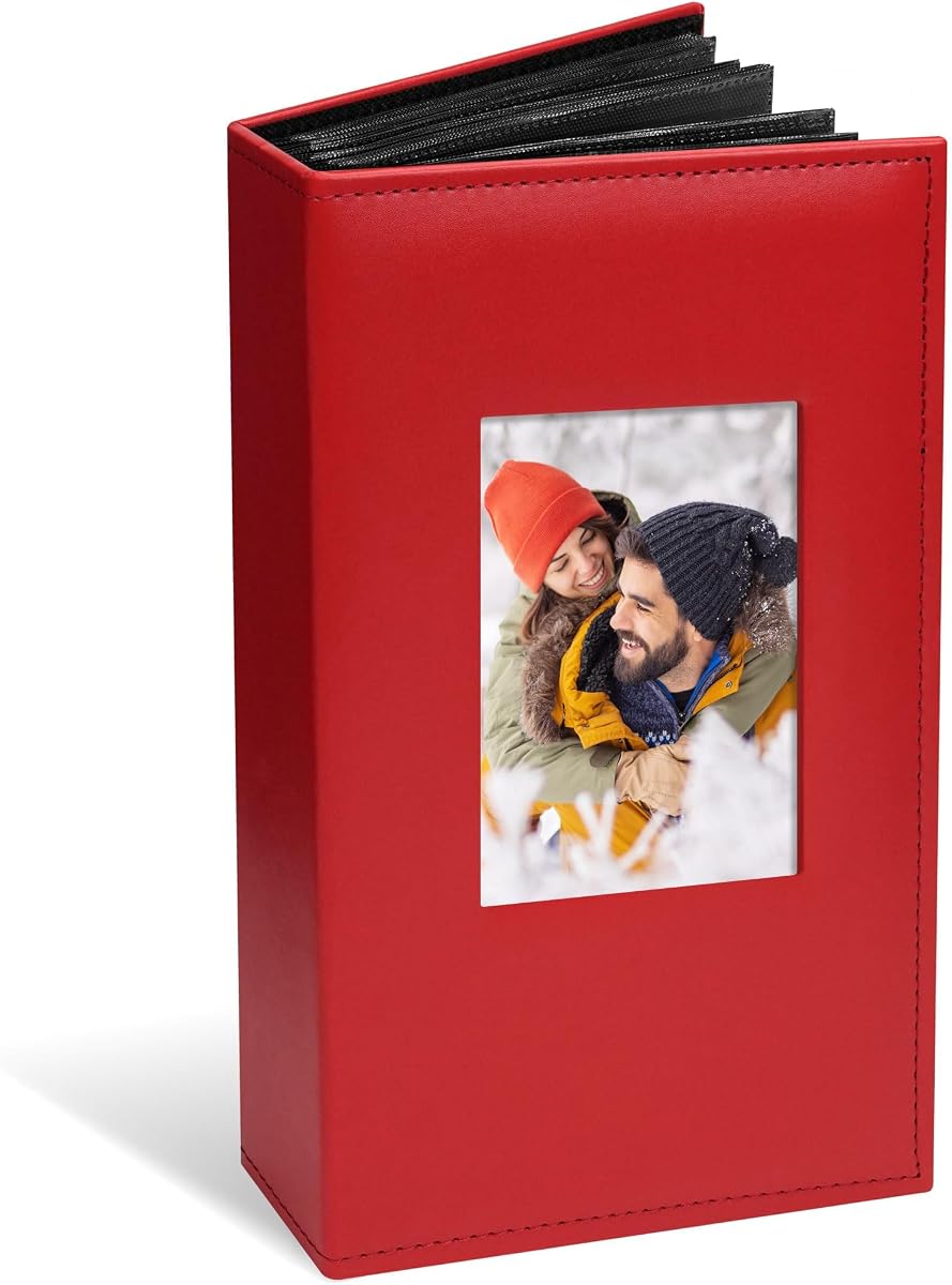 Vienrose 6x4 Slip In Photo Album Holds 300 Photos Leather Red | Display window, Acid free pages, Large capacity, Wedding Family Baby Travel, Gift ready
