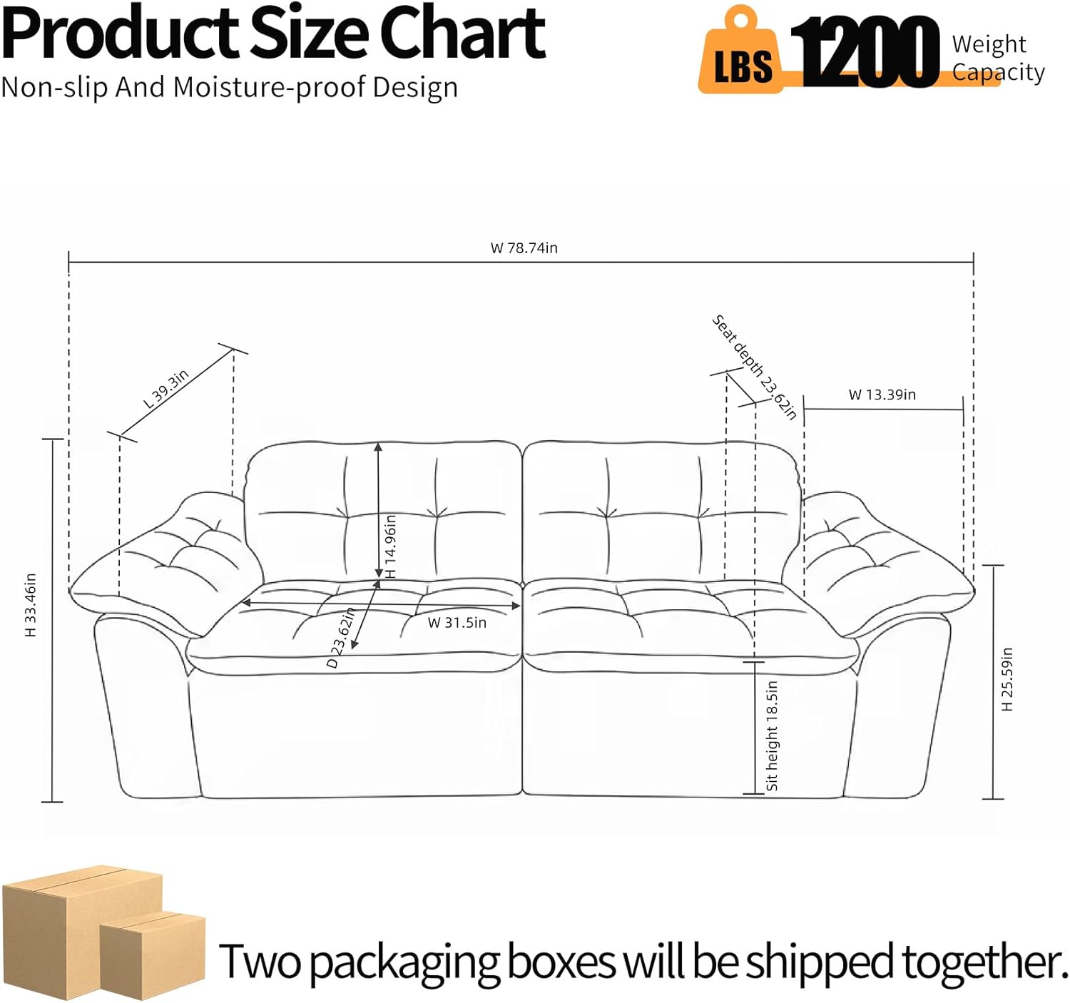 78.7" Cloud Modular Sofa - Boneless Chenille 2-Seater Couch for Living Room, Modern No Assembly Loveseat Sofa (Beige, 2 Seater) | Breathable fabric
