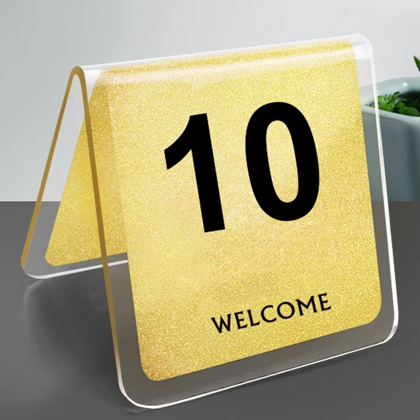 10 tarjetas de números de mesa de acrílico de doble cara, números de mesa de estilo, soportes de mesa de tienda de campaña, tarjetas de tienda de campaña, tarjetas de boda para restaurantes