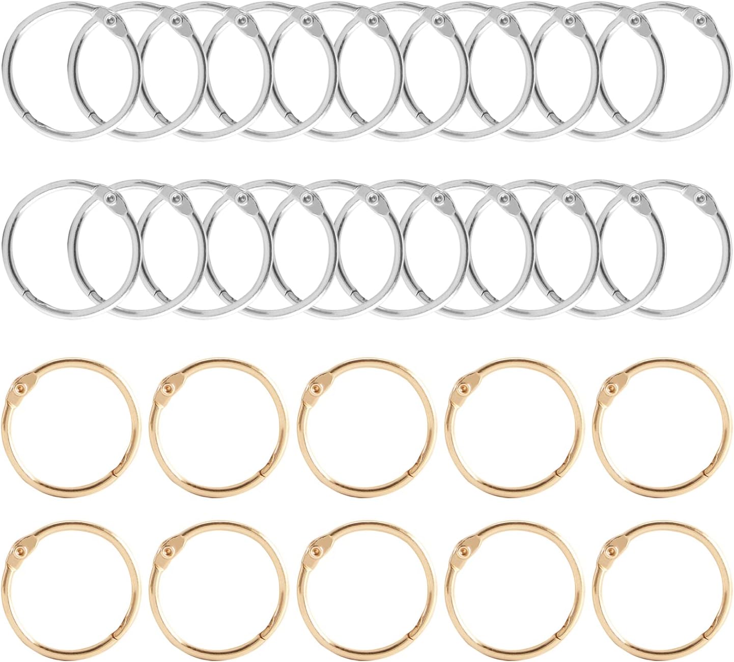 30 Piece Metal Loose Leaf Ring, Loose Leaf Staple Book Ring, Loose Leaf