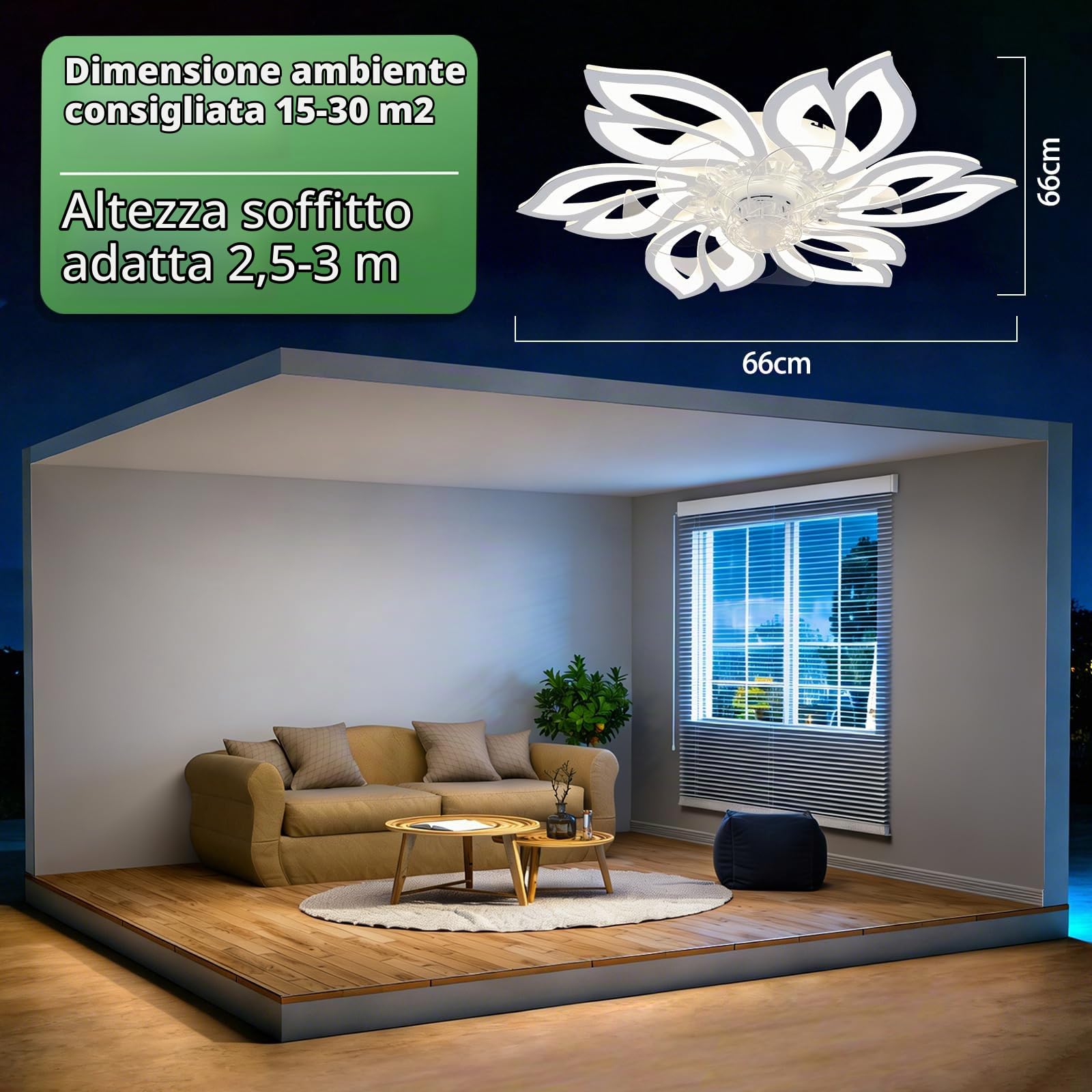 Homefire Ventilatore da soffitto con illuminazione e telecomando Silenzioso