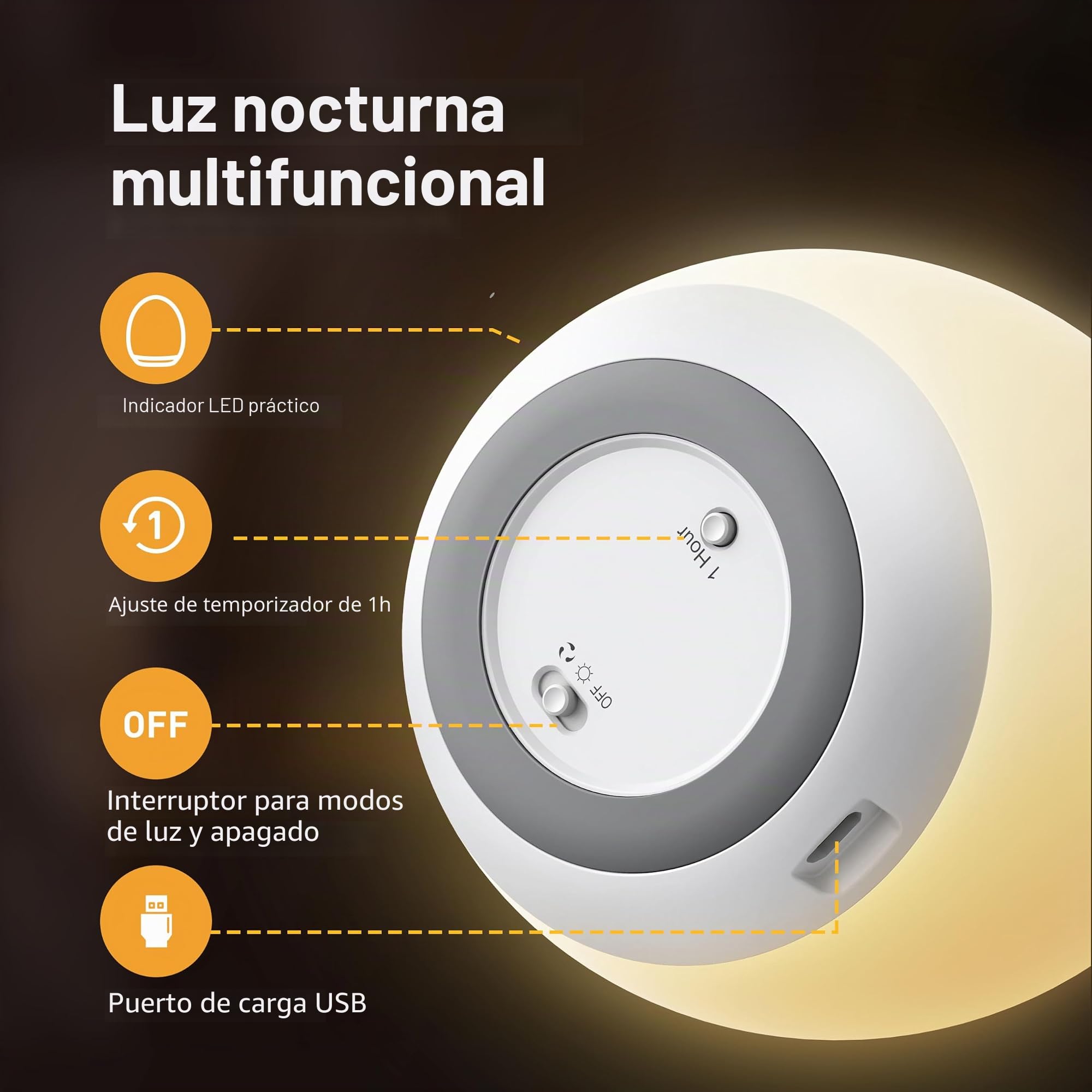 Luz nocturna para niños, luz nocturna de bebé con modo de cambio de 7 colores y atenuación continua, luz nocturna de guardería sin BPA, luz nocturna de huevo recargable para lactancia materna