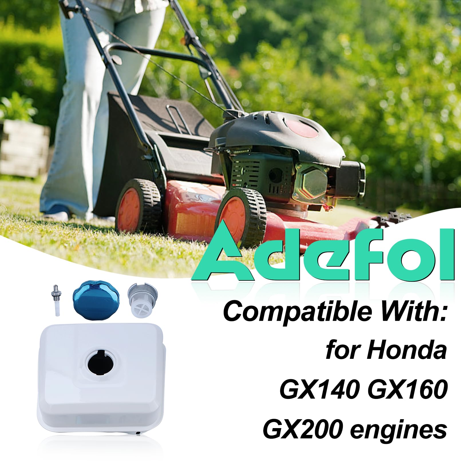 Adefol Serbatoio Benzina per Honda GX140/GX160/GX200 5.5Hp/6.5Hp, Plastica, Nuovo, Compatibile con Attrezzatura per Motori Esterni, Serbatoio per Motore