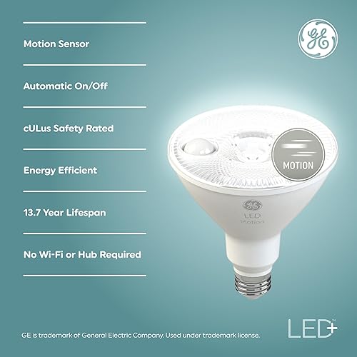 Miniatura 3 de GE LED+ - Bombillas de seguridad para exteriores con sensor de movimiento, color blanco cálido, base media, repuesto de 90 W (paquete de 2)