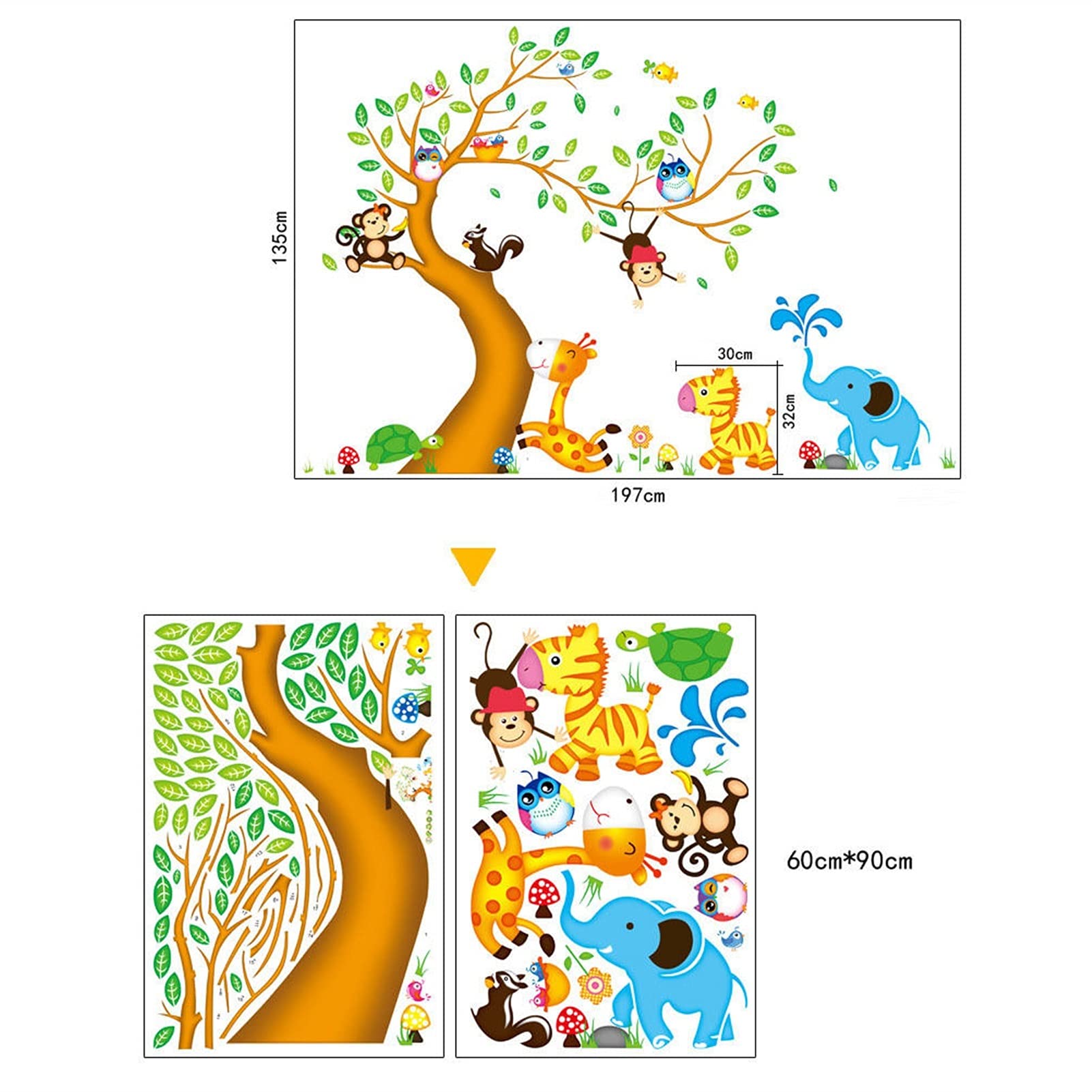 Pegatinas de Pared Pegatinas de pared de vinilo de árboles for niños Habitaciones for niños Decoración del hogar BRICOLAJE Niño papel tapiz arte calcomanías decoración de la casa Adhesivos Pared