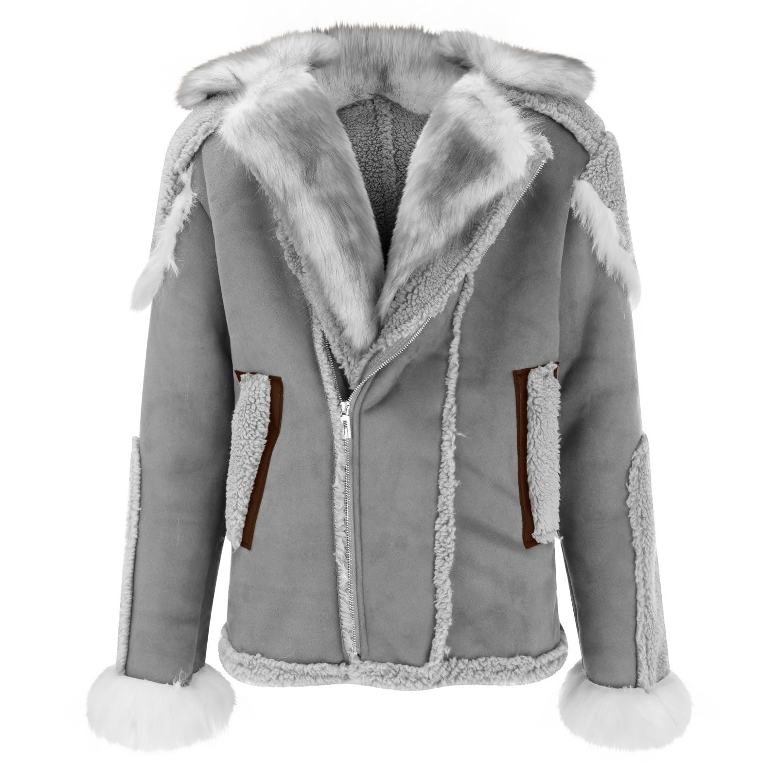 Herren-Parka, Lammfellmantel, dick, warm, langärmelig, Kunstfellkragen, Sherpa-Mantel, große und große Parka-Jacken