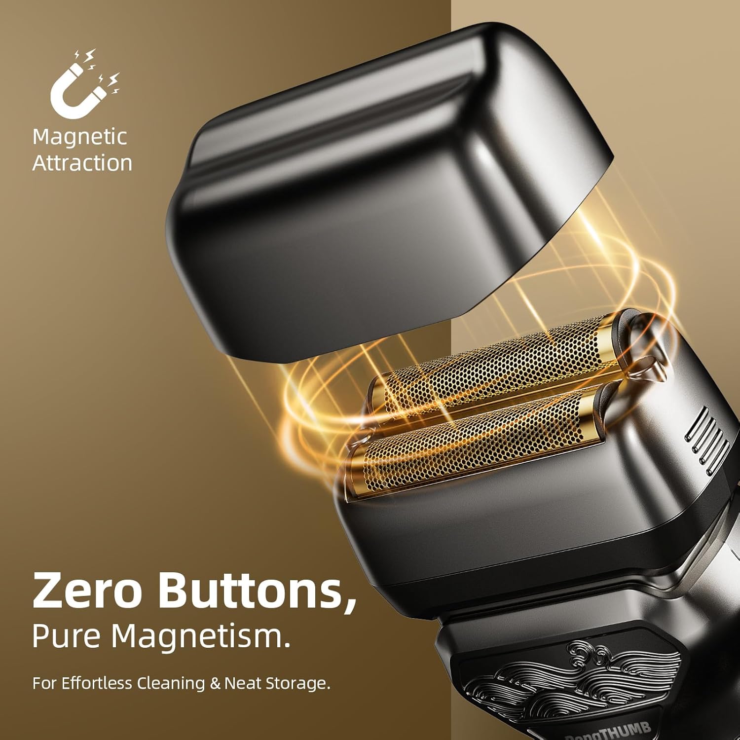 Electric Razor for Men with Pop-Up Trimmer: Rechargeable Cordless Foil Shaver for Face - Wet/Dry/Anti-Slip Waterproof Shavers with LED Display - Metal Handheld Design Light Gray - Image 8