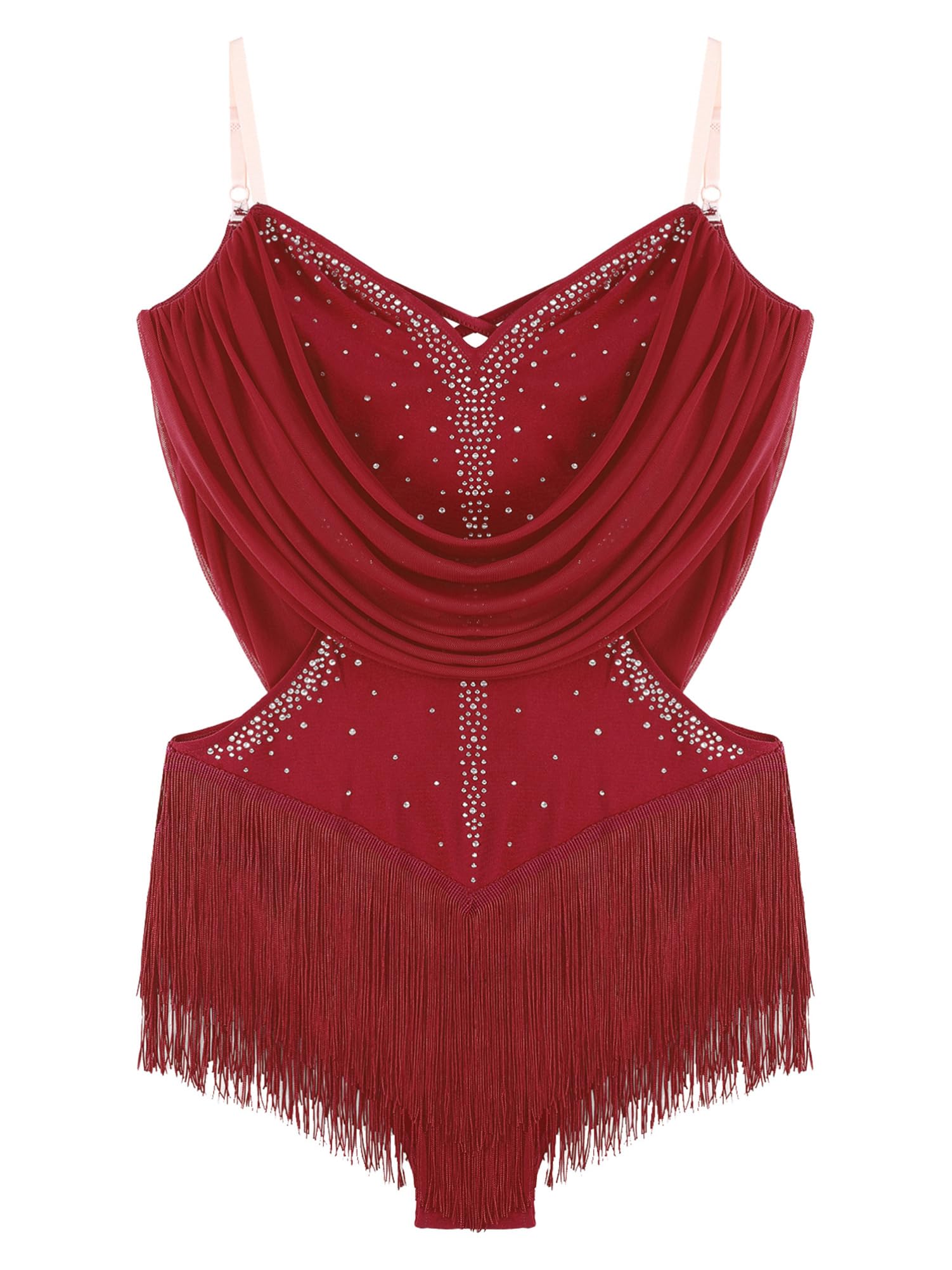 CHICTRY Abito da Donna con Paillettes Nappa Vestito Latino Americano Body da Pattinaggio Artistico Leotards Danza Classica Costume di Jazz Samba Rumba Salsa