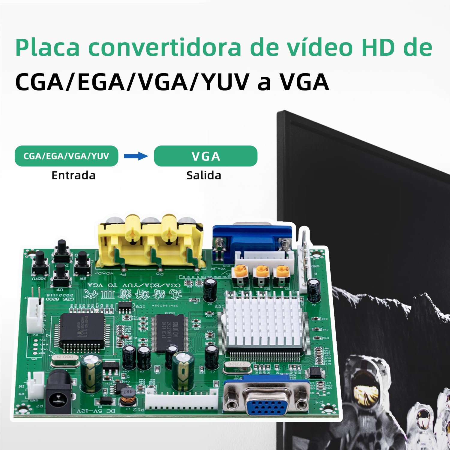 Mcbazel Juego de Arcade RGB/CGA/EGA a VGA HD Tarjeta de conversión de Salida de Video Juego para Arcade Game Monitor a CRT LCD PDP Projector