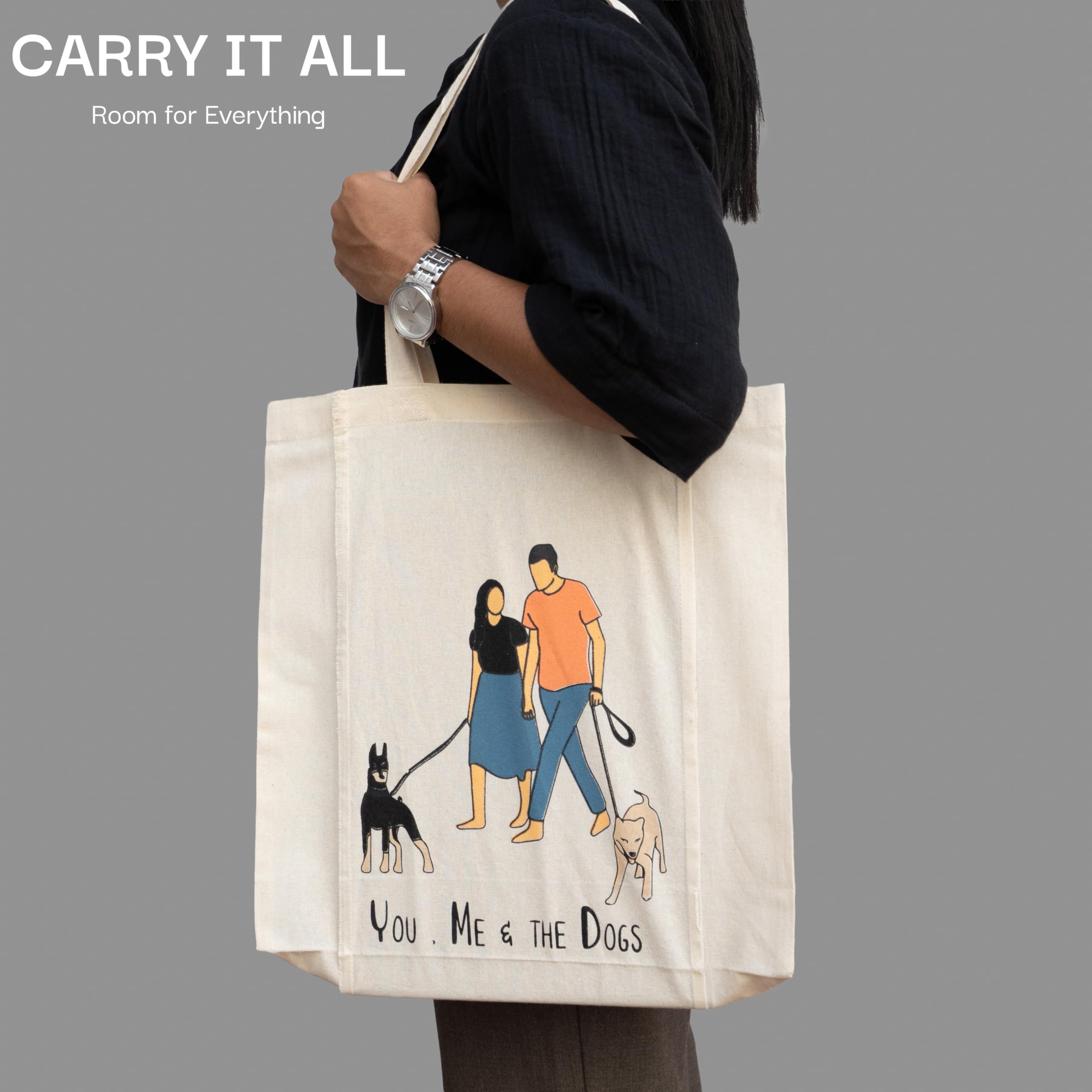 Amazon Brand - Eono Im Coconuts About You- new 100% Cotton Tote Bags, Pack of 5 | Eco-Friendly, Reusable Canvas Cloth Carry Bags for Shopping, Grocery, Office, College, Travel & Everyday Use. 1