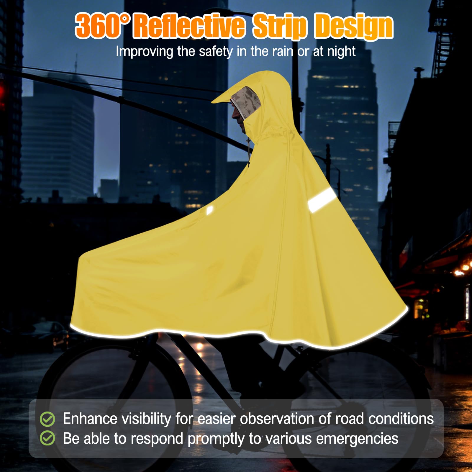 Mantella Antipioggia Ciclismo Leggero Impermeabile Poncho Bicicletta Portatile Poncho Bicicletta Unisex Impermeabile Bici Riflettente Per Bici Elettriche Moto