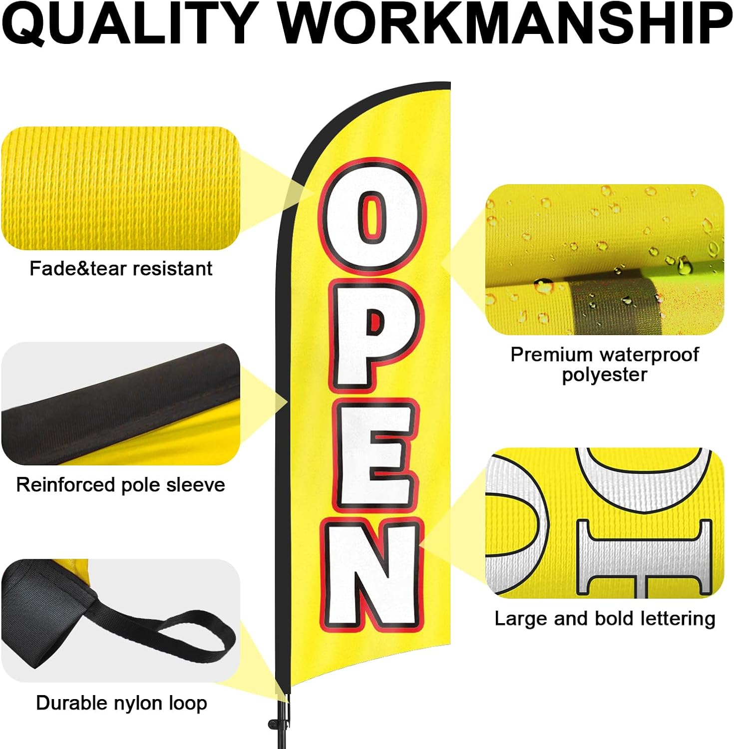 Open Feather Flag with Pole and Ground Stake, 8FT Swooper Advertising Banner Sign for Business Storefronts, Shops Outdoor Promotions - Image 4