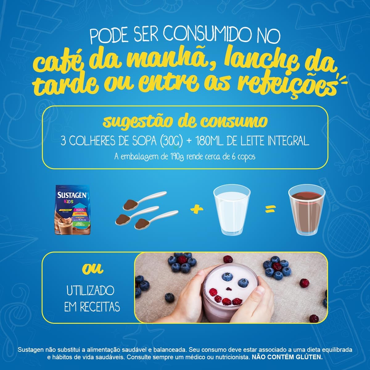 Sustagen Kids Complemento Alimentar Chocolate Sachê 190G