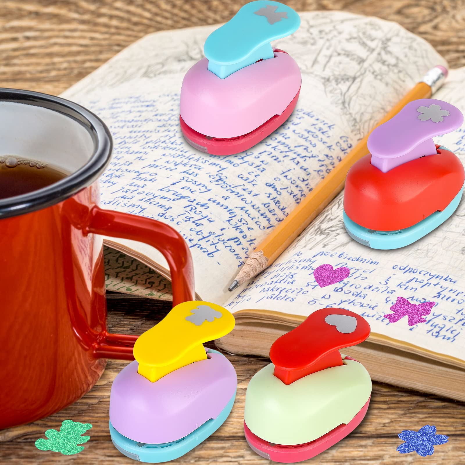 Set Di 4 Fustellatrici A Forma Di Aeroplano – Motivi Fiore, Farfalla, Coniglio E Stelle – Per Scrapbooking, Album E Biglietti Fai-da-te