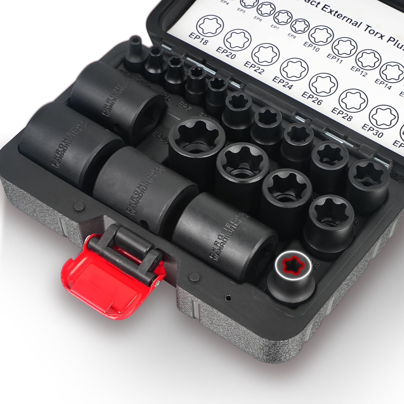 BILITOOLS Außen Torx Plus Stecknuss Satz, 19-tlg EP4-EP32 mit EP8.8