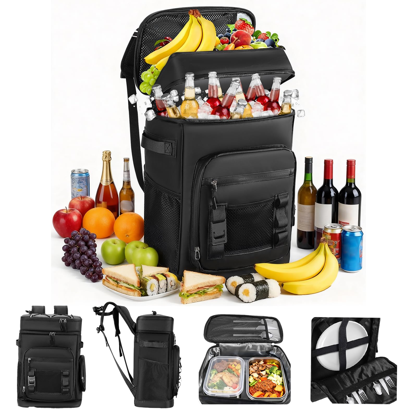 Zaino refrigerante da 30 l, grande borsa termica isolata per uomo e donna, a prova di perdite, impermeabile, zaino isolato per campeggio, spiaggia, attività all'aperto, viaggi, famiglia, picnic