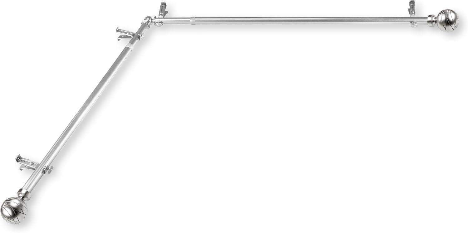 Rod Desyne Arman Corner Single Curtain Rod Set, 28-48 inch, Satin Nickel, 2 Count 28 - 48 inch Satin Nickel