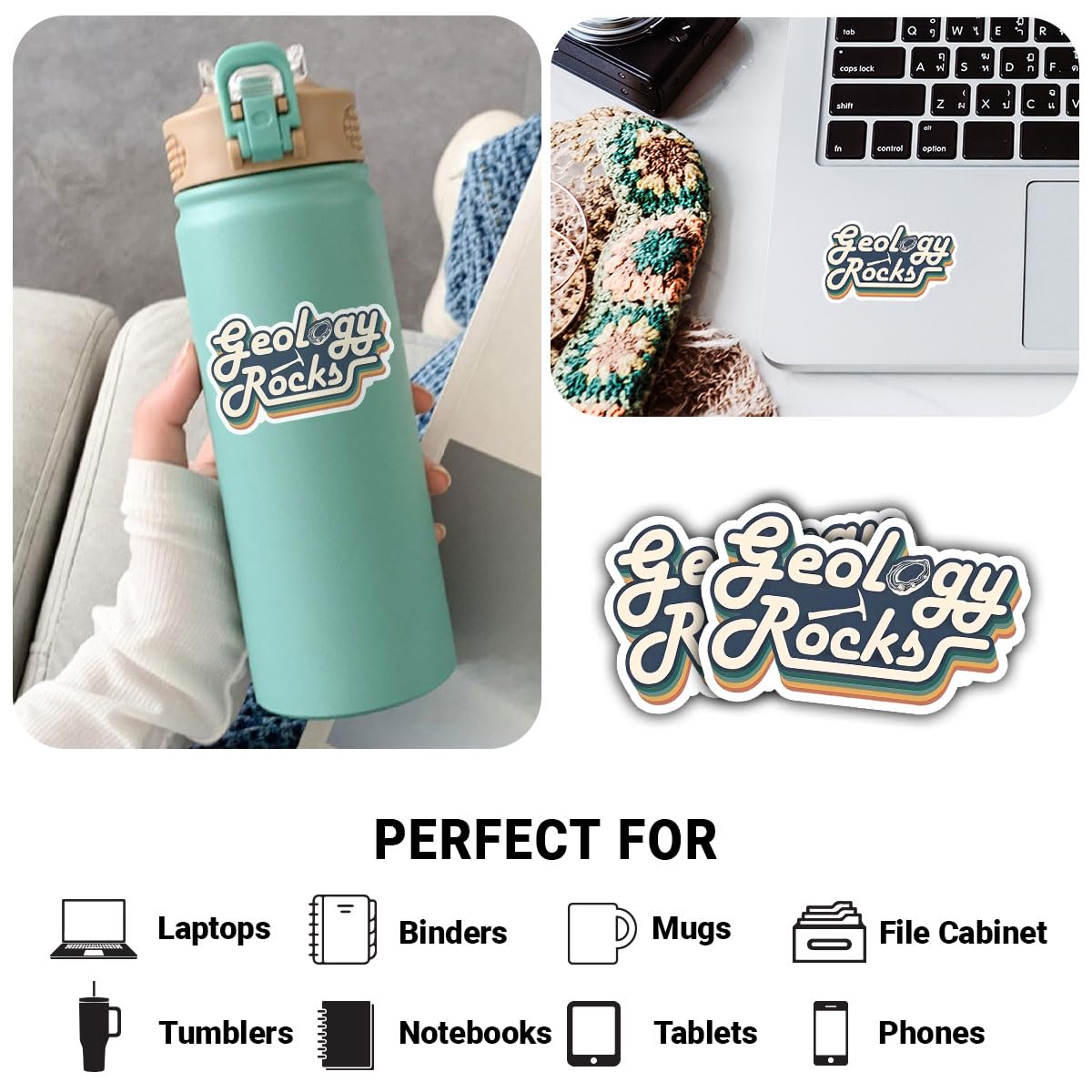 3 adesivi divertenti con scritta in lingua inglese "Sorry I'm Late I Saw A Rock", geologo, geologo, paleontologo, per collezionisti, rockhound, per laptop, bottiglia d'acqua, telefono, casco, elmetto