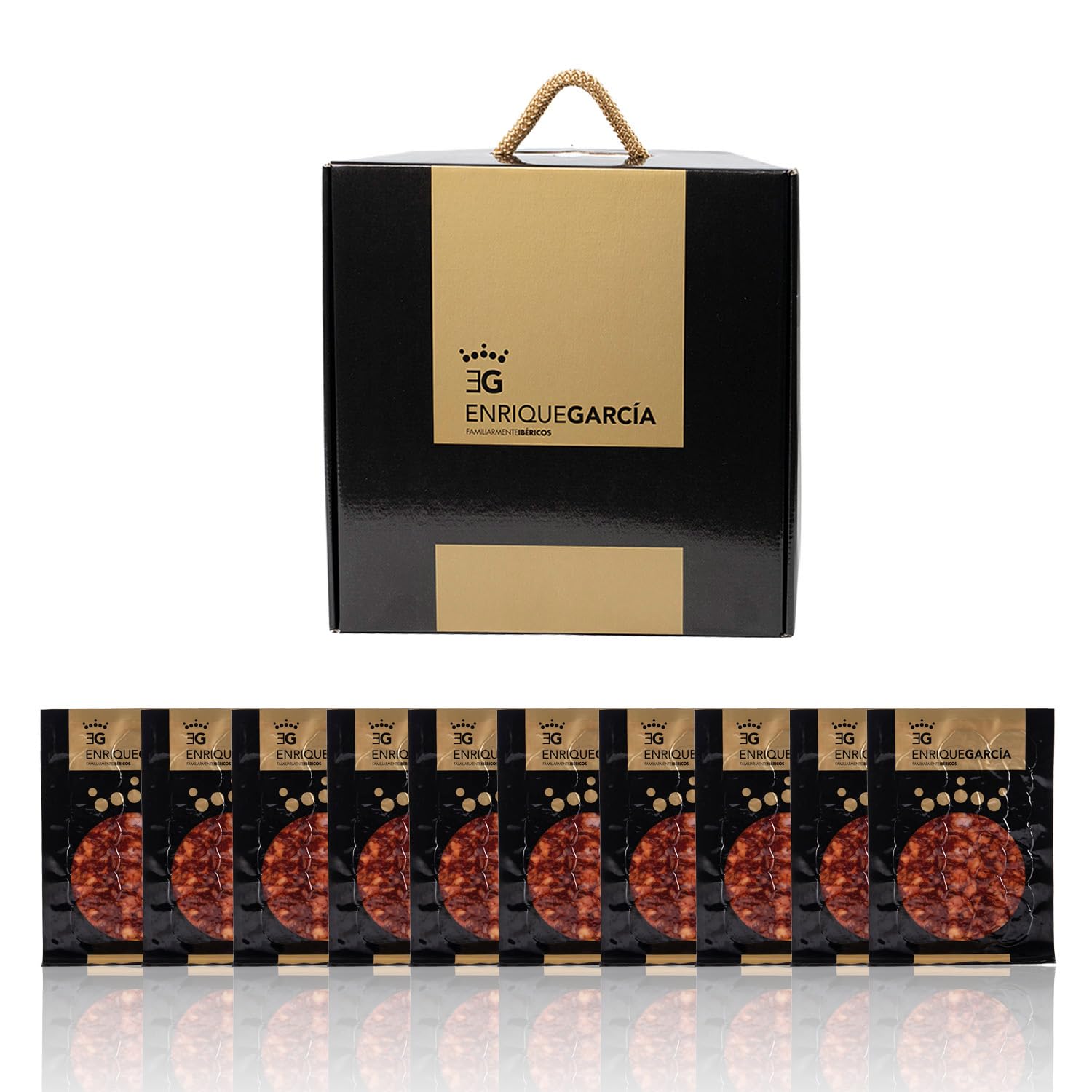 Chorizo Ibérico de Bellota, 10 Sobres, 100 g, Caja Regalo
