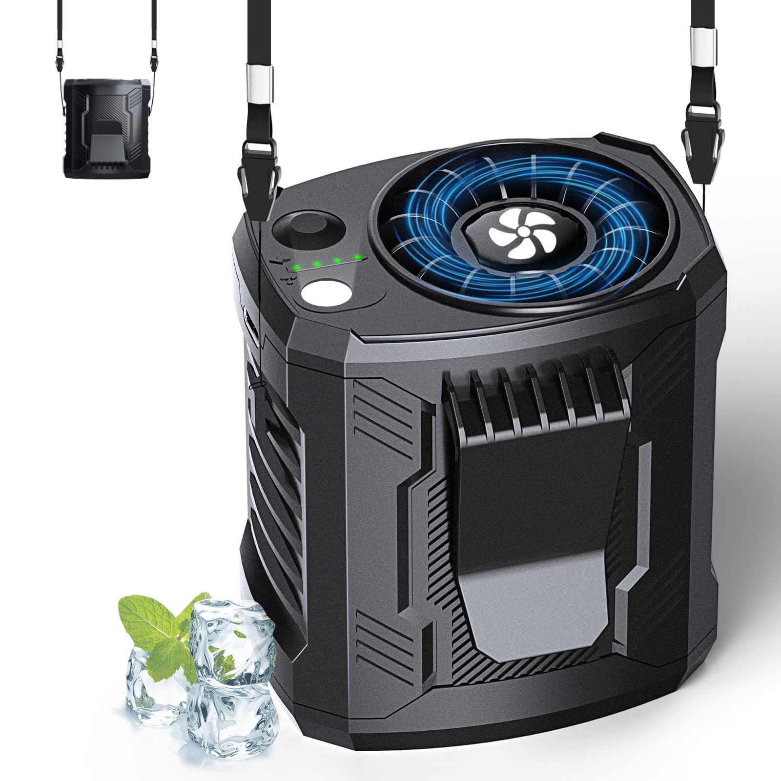 COTOP Tragbarer USB Ventilator akku, kleiner Waist-Fan mit Clip für unter das T-Shirt,Mini Turbo Ventilatoren Aufladbare mit Handyhalter und Umhängeband 7000RPM für Büro, Outdoor,Baustelle