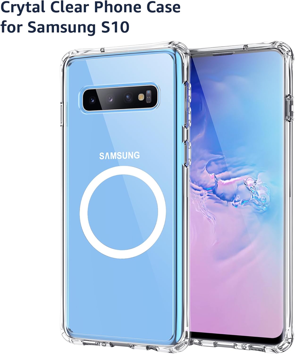 Clear Magnetic Phone Case for Samsung Galaxy S10, 6.1-Inch Compatible with MagSafe Crystal Transparent TPU PC Shockproof Military-Grade Heavy Duty Protection Lightweight Non-Yellowing - Image 2