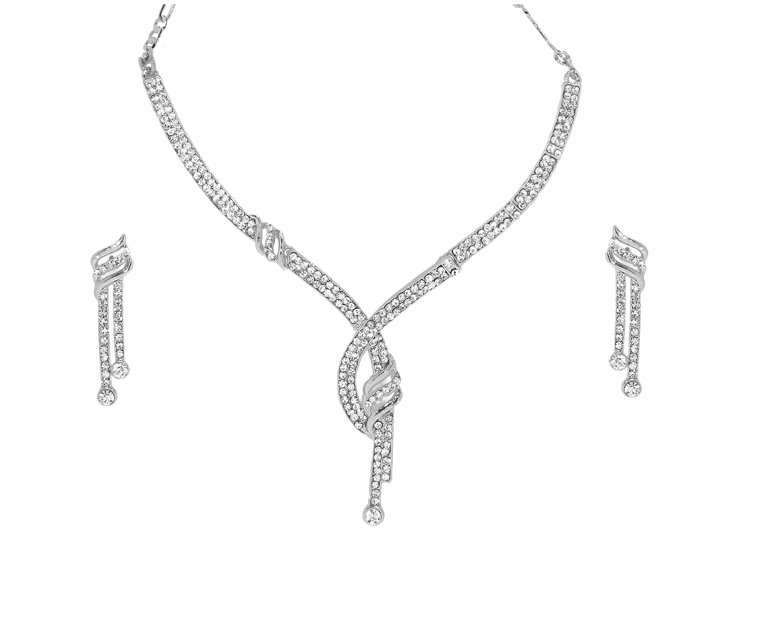 ZAVERI PEARLSElegant Austrian Diamond Necklace Set For Women - ZPFK2594