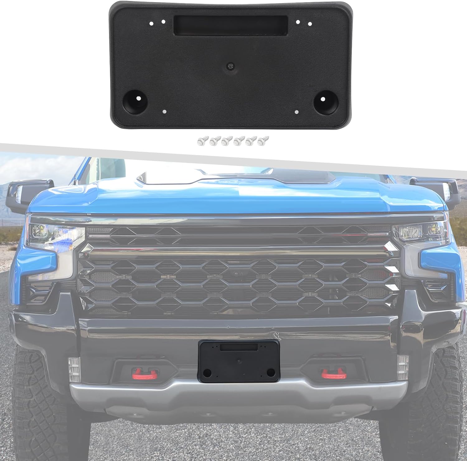 Jimen Fit for Chevrolet Silverado ZR2 2022-2024, Front Number Plate Holder License Mount Frame Bracket