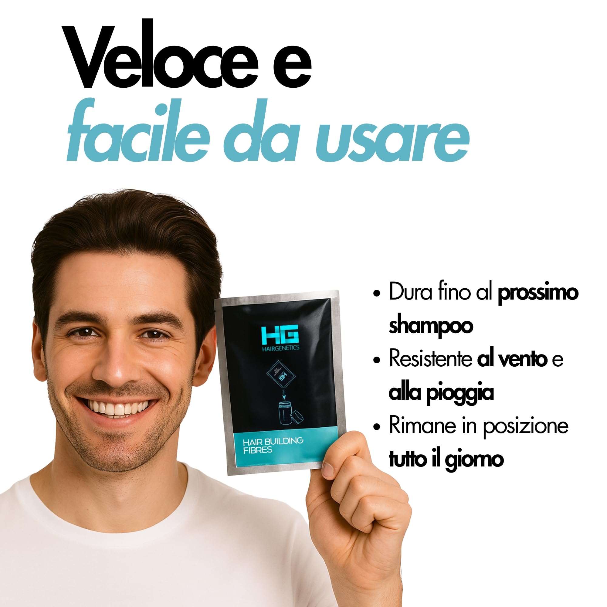 Hair Genetics Ricariche Di Fibre Capelli - Fibre cheratina per capelli per Uomini e Donne con Diradamento e Perdita - Hair Fiber Plus per Copertura Radici e Volume Naturale (50g, Marrone Scuro)