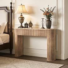 Kinsuite French Fluted Console Table with Hidden Drawer, Narrow Entryway Table for Hallway/Living Room/Bedroom, Vintage Accent Furniture with Smart Storage