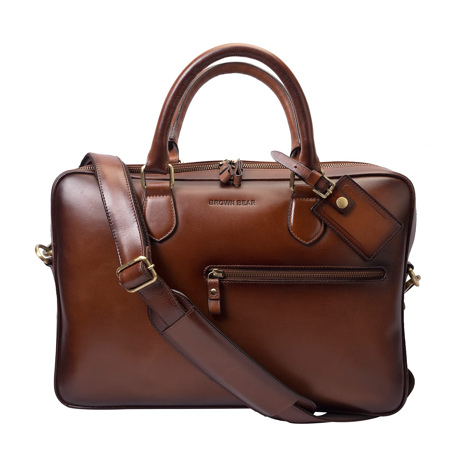 BROWN BEAR Business Class leather Laptop Messenger Bag for Men Fit 15.6 inch Laptop with Convenient Removable Strap, Brown (B095YPQDTK) Amazon Price History, Amazon Price Tracker