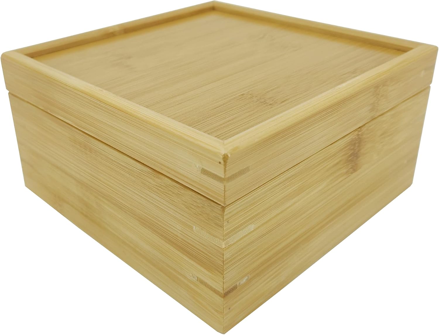 FixtureDisplays® Bamboo Box 7X7X4" with 4 Cell Removable Partition Storage Condiment Tray with Lid 15438