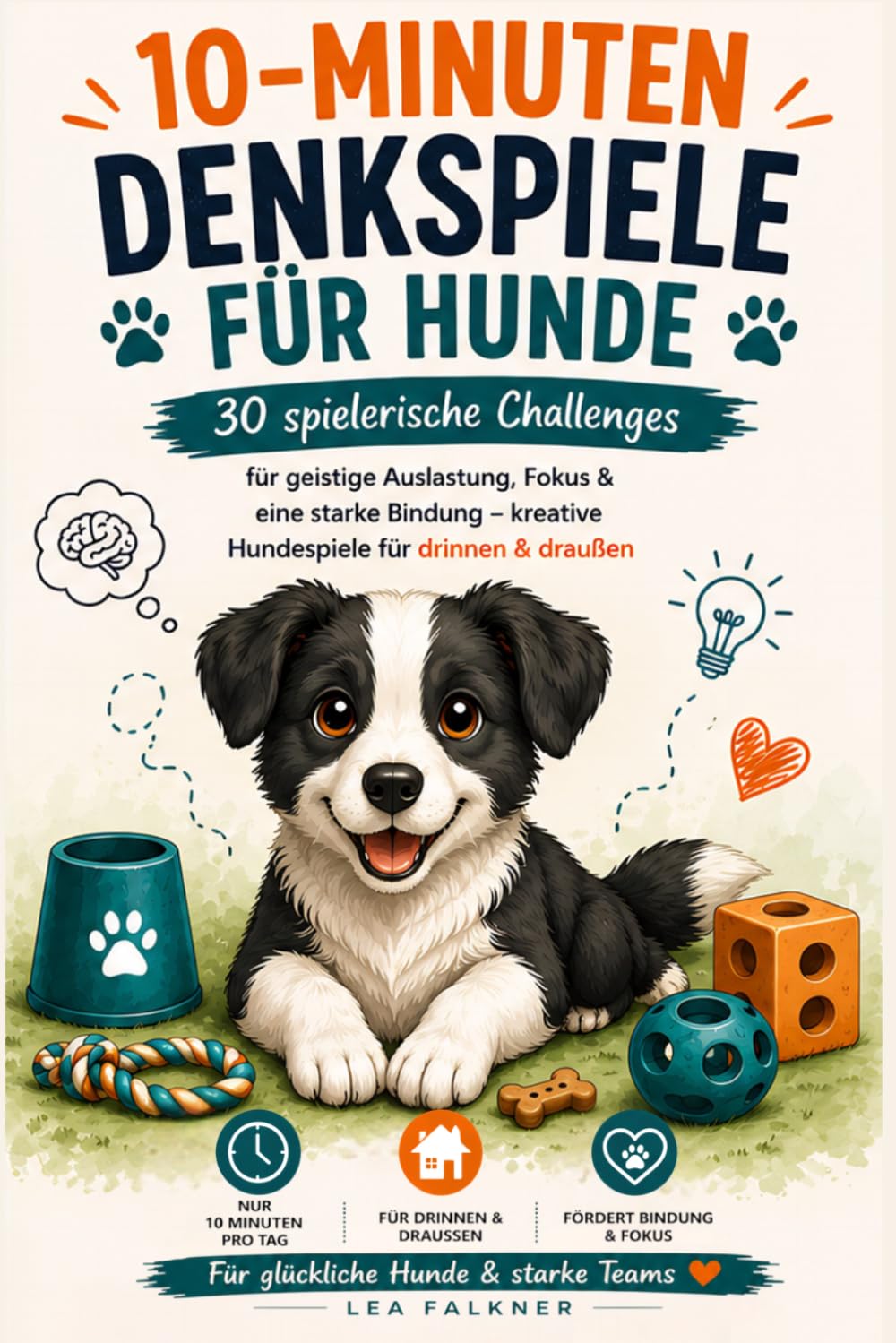 10-Minuten Denkspiele für Hunde: Die 30-Tage-Challenge für geistige Auslastung, Fokus & Bindung – kreative Hundebeschäftigung & Hundespiele für drinnen & draußen