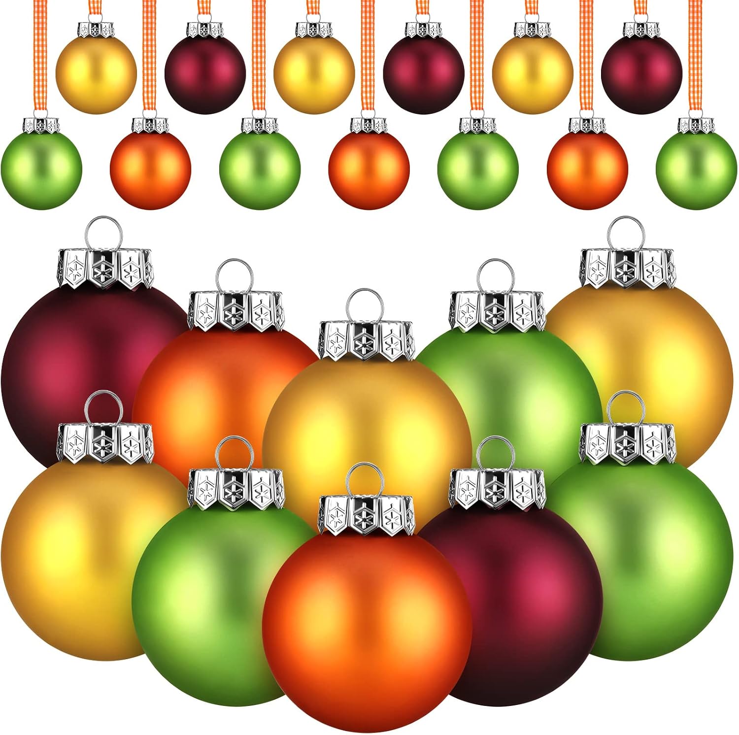 Leitee 24 Pcs Fall Ball Ornaments, Wine Red, Dark Yellow, Bronze, Coffee