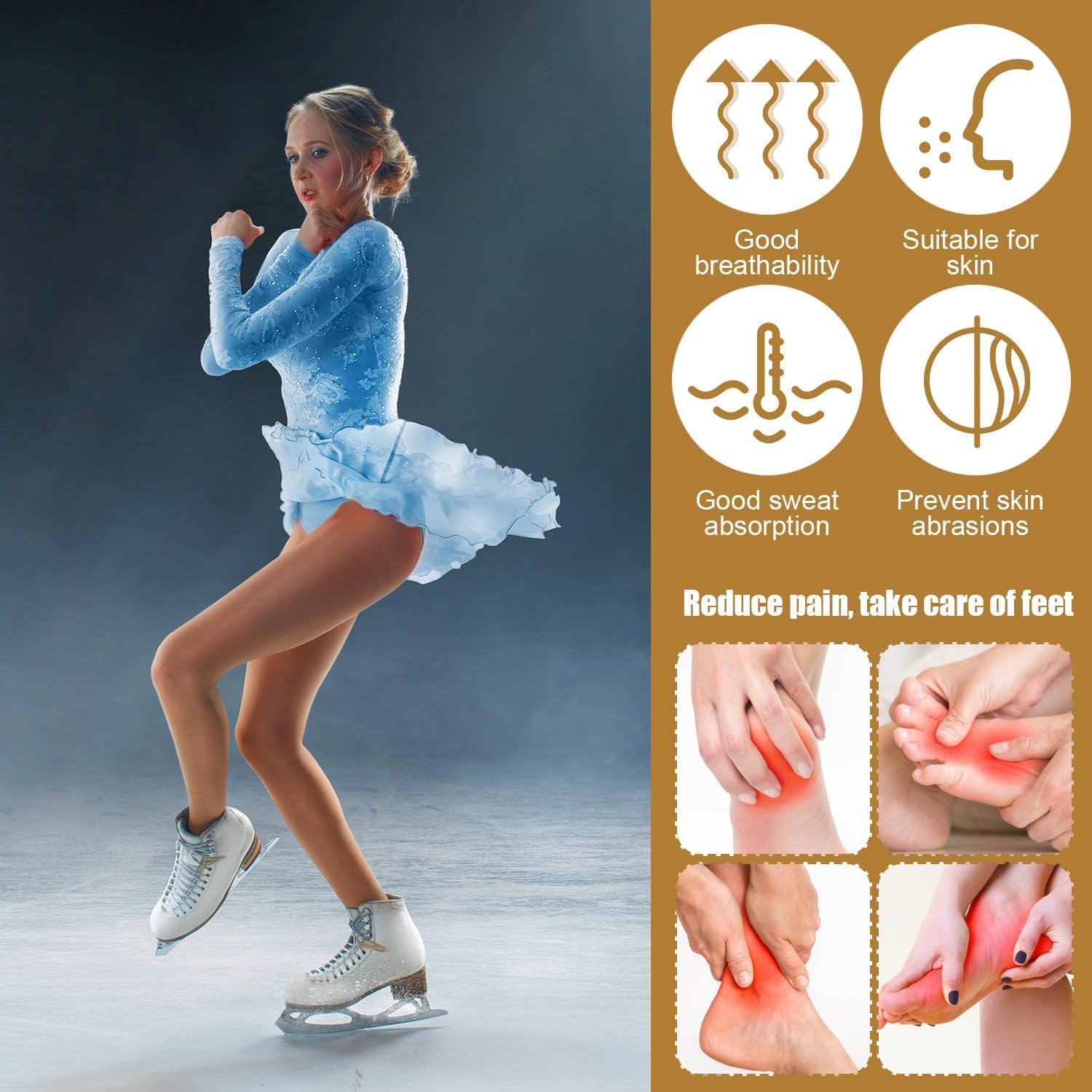 Calcetines Acolchados Patines - Protector Tobillo, Nailon Y Látex, Para Patinaje Hielo, Patines, Deporte